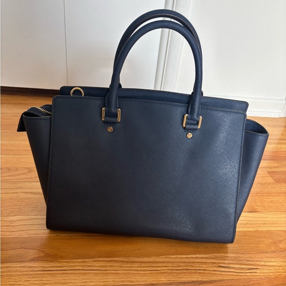Michael Kors Navy Blue Selma Satchel - Picture 2 of 5